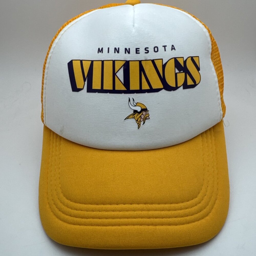 Minnesota Vikings Gold NFL Football Training Camp Snapback Trucker Hat.